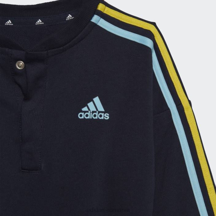Adidas body ink essentials cu 3 dungi French Terry copii cerneală/albastru/galben/portocaliu îndrăzneț 2JBN18700