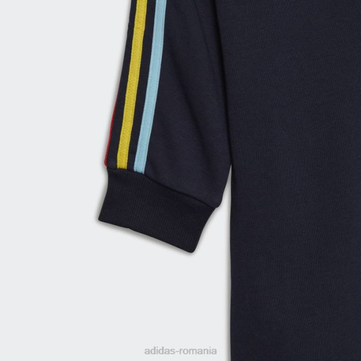 Adidas body ink essentials cu 3 dungi French Terry copii cerneală/albastru/galben/portocaliu îndrăzneț 2JBN18700
