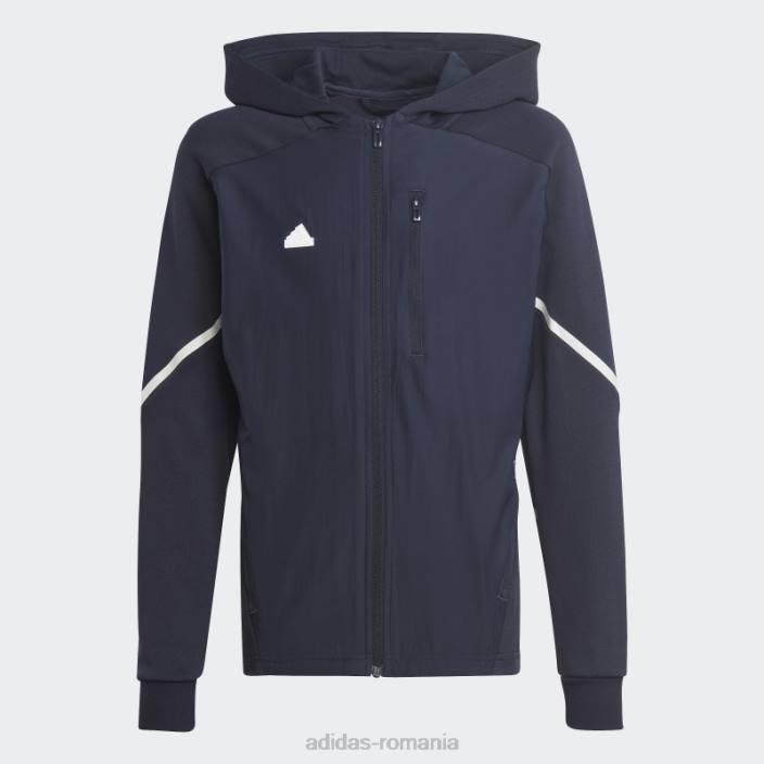 Adidas cerneală concepută pentru hanoracul cu fermoar complet pentru gameday copii cerneală/alb 2JBN18496