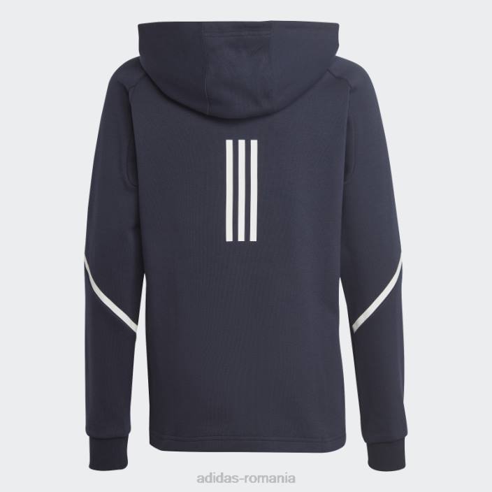 Adidas cerneală concepută pentru hanoracul cu fermoar complet pentru gameday copii cerneală/alb 2JBN18496
