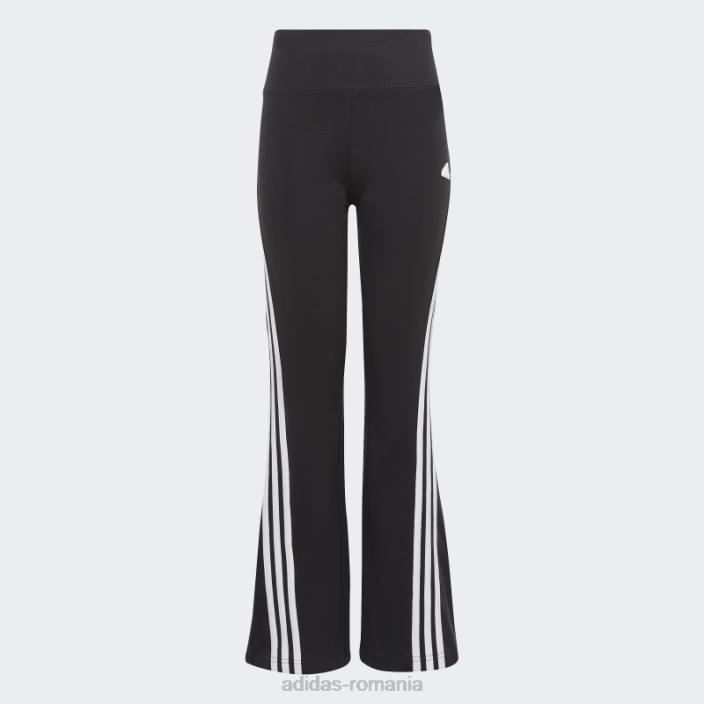 Adidas colanți evazați din bumbac cu 3 dungi iconițe negre ale viitorului copii alb negru 2JBN19132