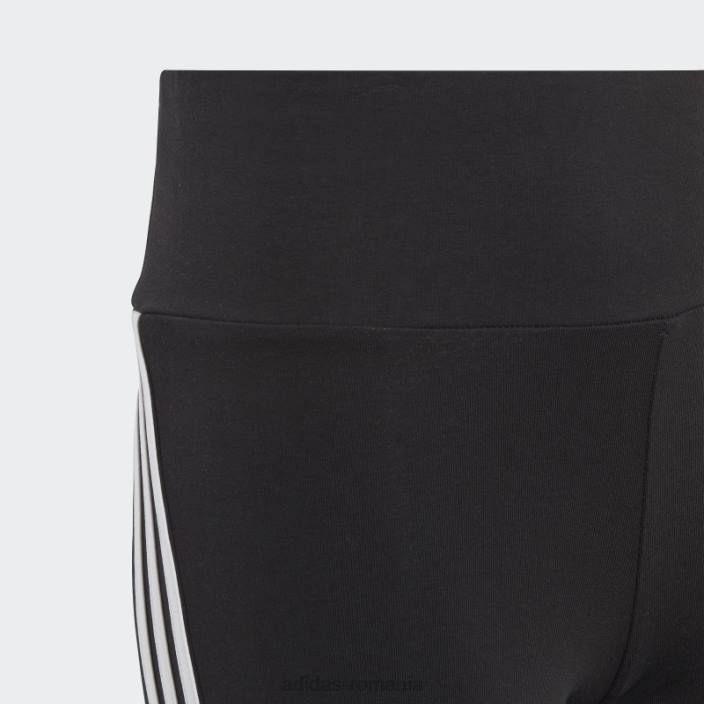 Adidas colanți evazați din bumbac cu 3 dungi iconițe negre ale viitorului copii alb negru 2JBN19132