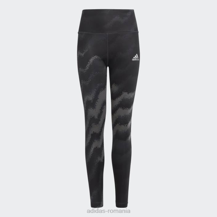 Adidas colanți imprimați cu talie înaltă grey dance aeroready copii gri/carbon/negru 2JBN12125
