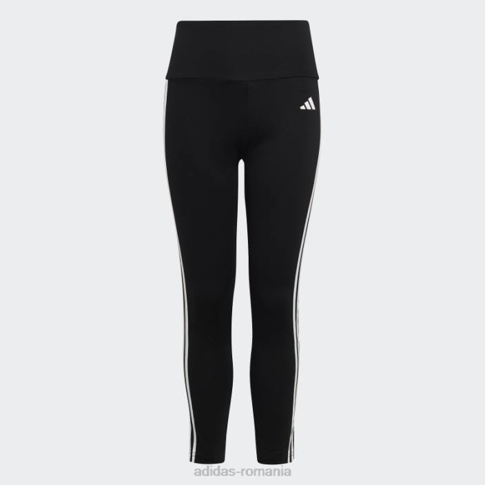 Adidas colanți negri cu talie înaltă, aeroready, cu 3 dungi copii alb negru 2JBN19162