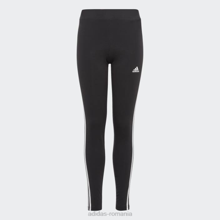 Adidas colanti din bumbac cu 3 dungi alb copii alb negru 2JBN3448