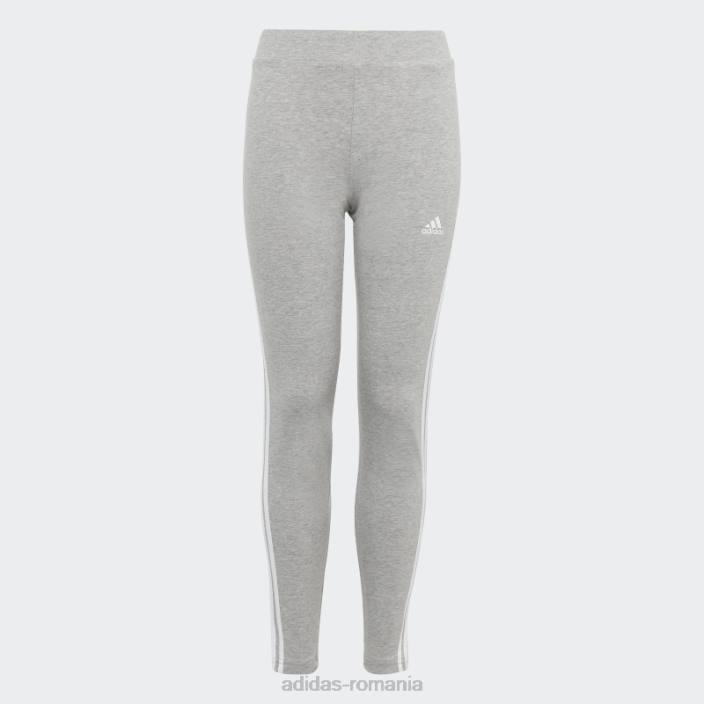 Adidas colanti din bumbac cu 3 dungi gri mediu copii gri mediu/alb 2JBN12145