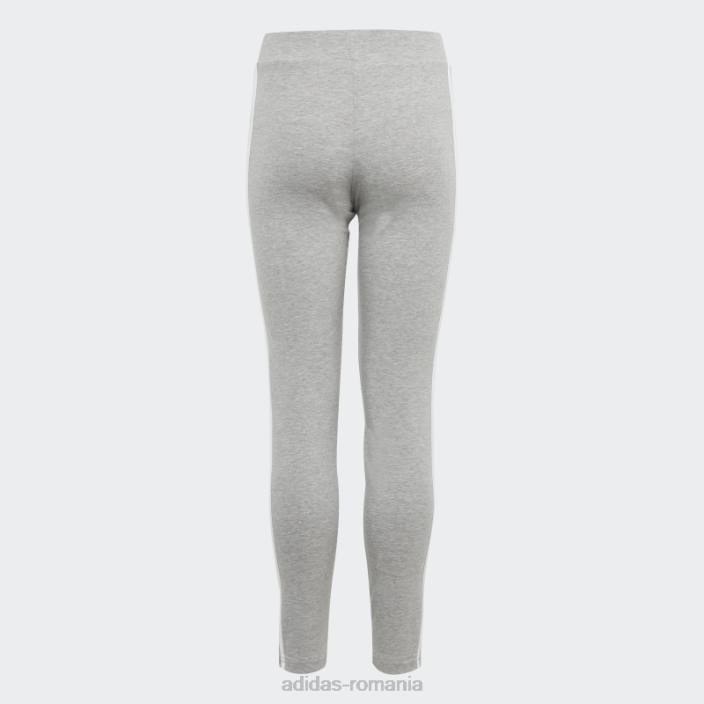Adidas colanti din bumbac cu 3 dungi gri mediu copii gri mediu/alb 2JBN12145