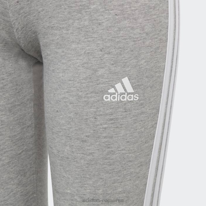 Adidas colanti din bumbac cu 3 dungi gri mediu copii gri mediu/alb 2JBN12145