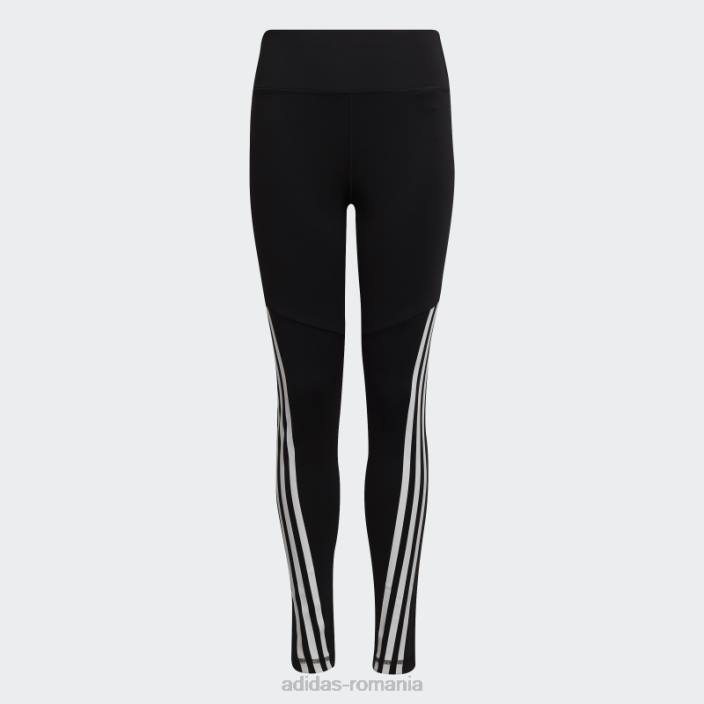 Adidas colanti optime aeroready training cu 3 dungi negri copii alb negru 2JBN3481