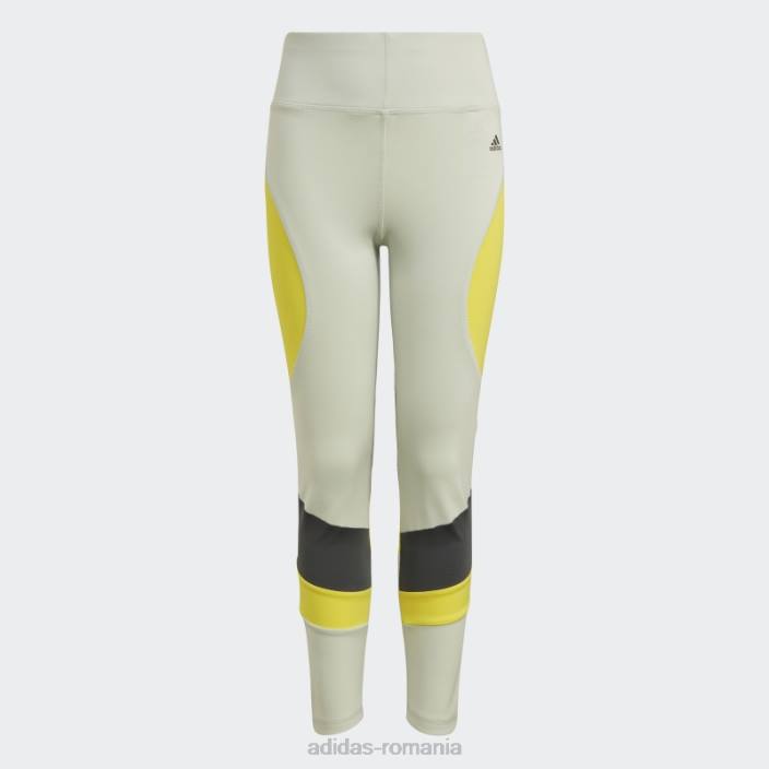 Adidas colanti verde aeroready hiit 7/8 copii verde/galben/gri 2JBN3466