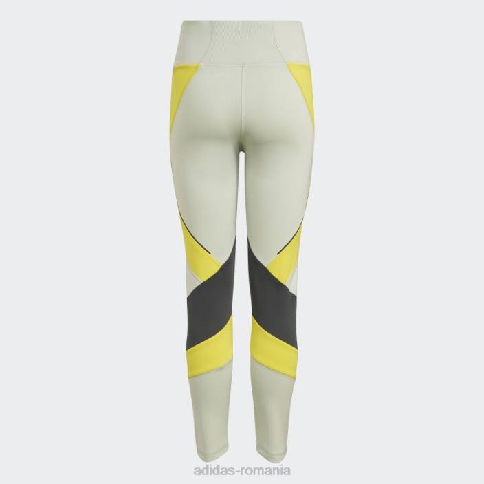 Adidas colanti verde aeroready hiit 7/8 copii verde/galben/gri 2JBN3466