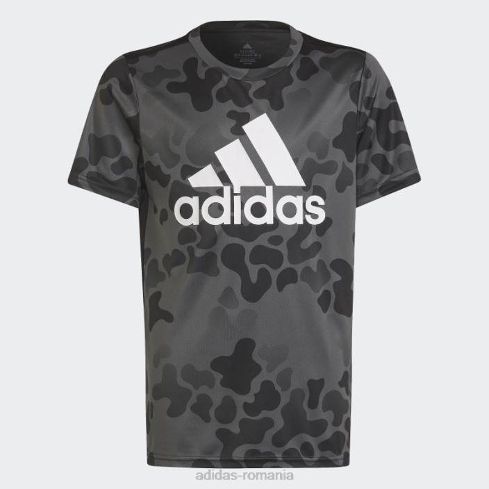Adidas conceput pentru a muta tricou camo negru copii negru/gri/alb 2JBN11870