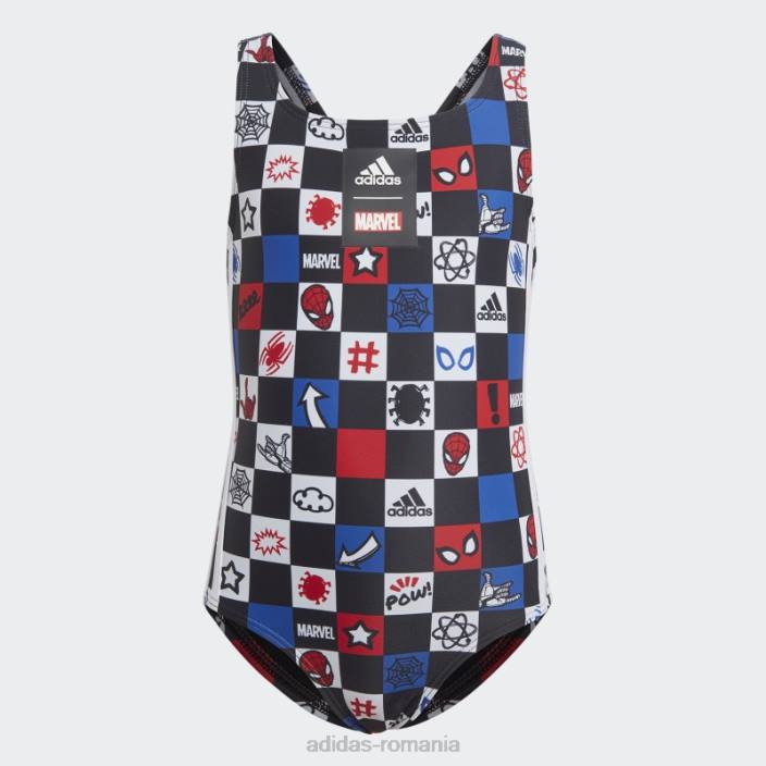 Adidas costum de baie de tip spider-man x marvel alb copii alb/stacojiu/albastru/negru 2JBN19175