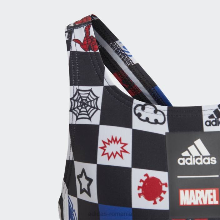 Adidas costum de baie de tip spider-man x marvel alb copii alb/stacojiu/albastru/negru 2JBN19175