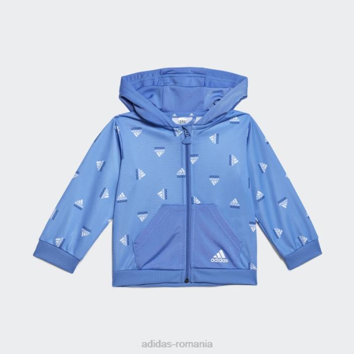 Adidas costum de trening adidas din poliester lucios cu brandlove copii albastru met/albastru 2JBN11649