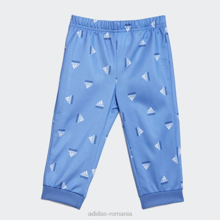 Adidas costum de trening adidas din poliester lucios cu brandlove copii albastru met/albastru 2JBN11649