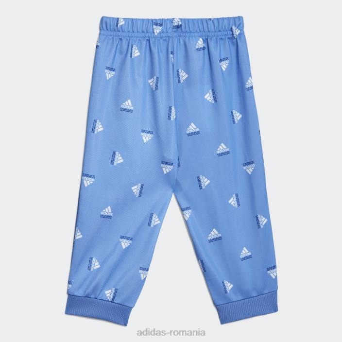 Adidas costum de trening adidas din poliester lucios cu brandlove copii albastru met/albastru 2JBN11649