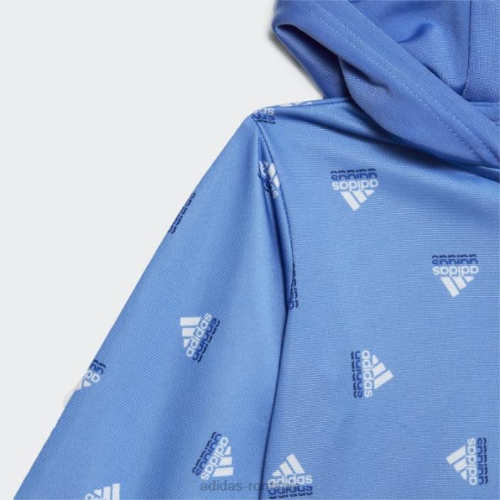 Adidas costum de trening adidas din poliester lucios cu brandlove copii albastru met/albastru 2JBN11649