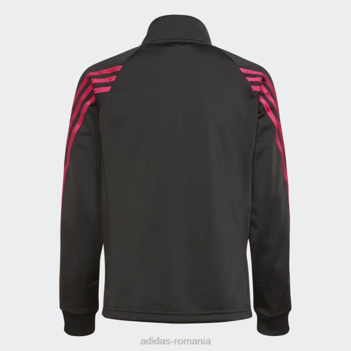 Adidas costum de trening echipa poliester regulat cu 3 dungi negru adidas copii negru/magenta real 2JBN19290