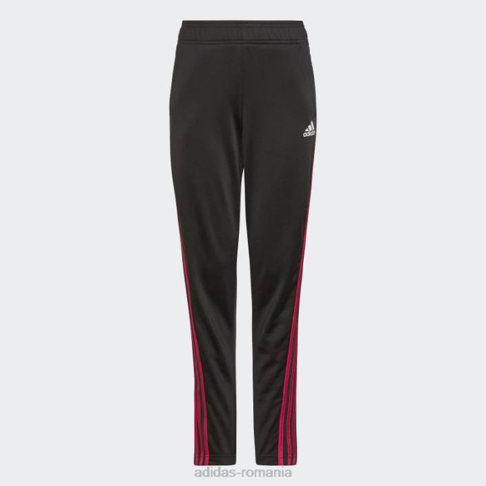 Adidas costum de trening echipa poliester regulat cu 3 dungi negru adidas copii negru/magenta real 2JBN19290