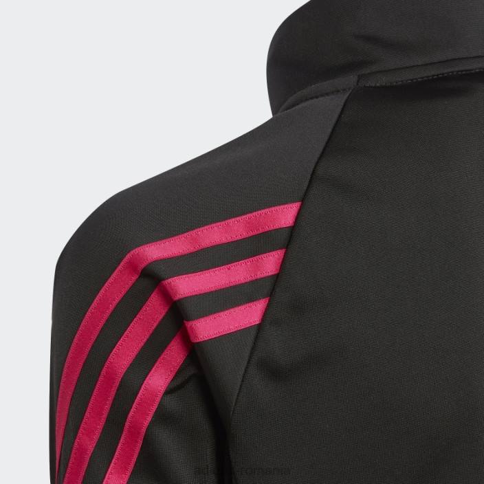 Adidas costum de trening echipa poliester regulat cu 3 dungi negru adidas copii negru/magenta real 2JBN19290