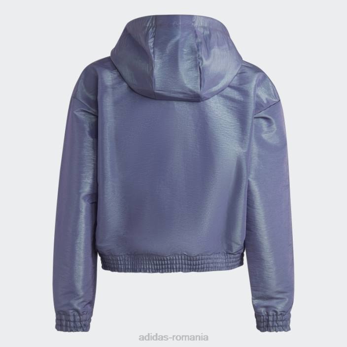Adidas fashion argintiu dance loose fit țesut cu jumătate de fermoar top cu glugă copii violet/verde/argintiu 2JBN19180