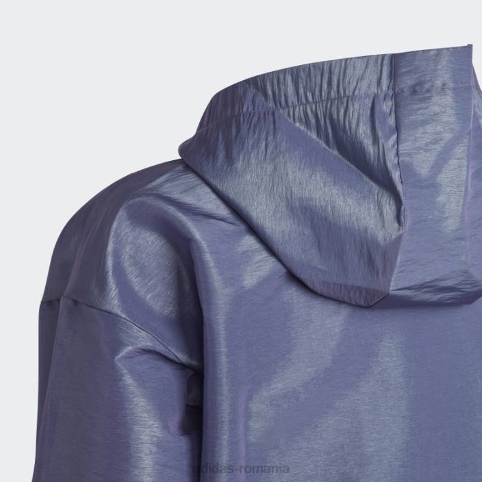 Adidas fashion argintiu dance loose fit țesut cu jumătate de fermoar top cu glugă copii violet/verde/argintiu 2JBN19180