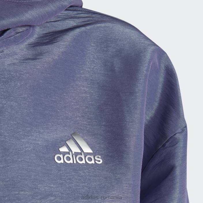 Adidas fashion argintiu dance loose fit țesut cu jumătate de fermoar top cu glugă copii violet/verde/argintiu 2JBN19180