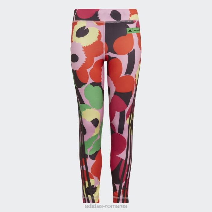 Adidas frost pink x marimekko cred că acest antrenament aeroready cu imprimeu floral dres fierbinte copii roz îngheț/magenta real/maro 2JBN19234