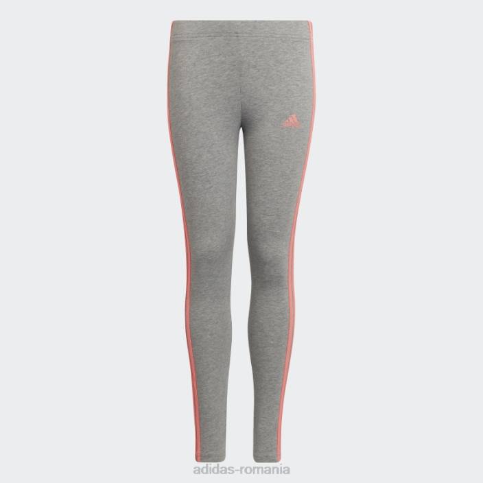 Adidas gri mediu essentials 3 dungi jambiere moda copii gri mediu/rosu acid 2JBN19231