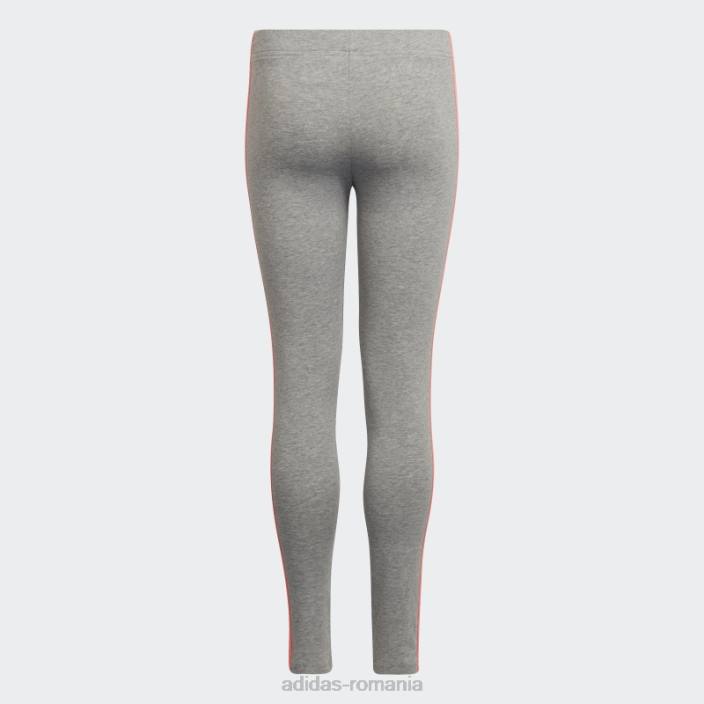 Adidas gri mediu essentials 3 dungi jambiere moda copii gri mediu/rosu acid 2JBN19231