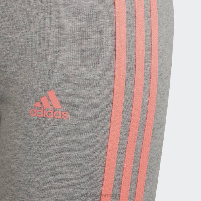 Adidas gri mediu essentials 3 dungi jambiere moda copii gri mediu/rosu acid 2JBN19231