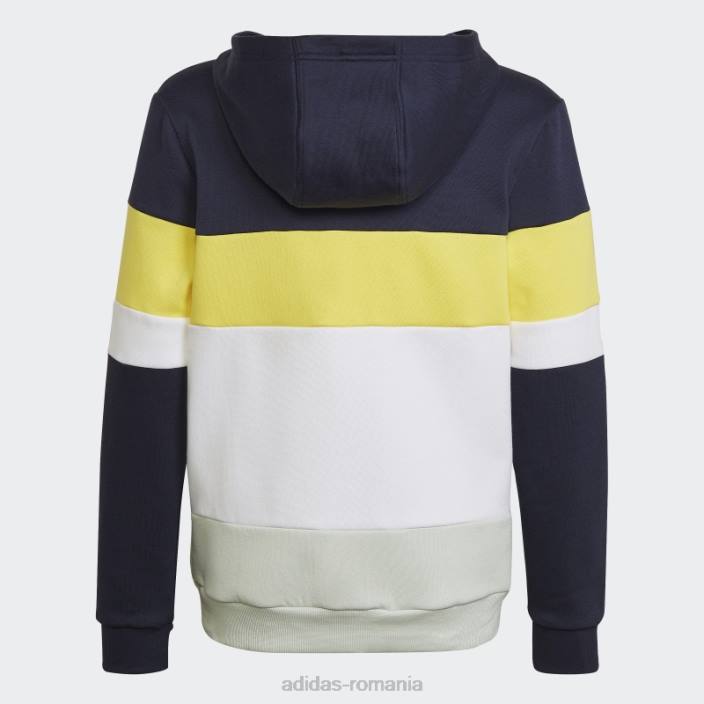 Adidas hanorac colorblock fleece cerneală adidas copii cerneală/verde/galben 2JBN11916