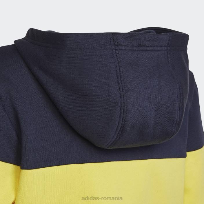 Adidas hanorac colorblock fleece cerneală adidas copii cerneală/verde/galben 2JBN11916