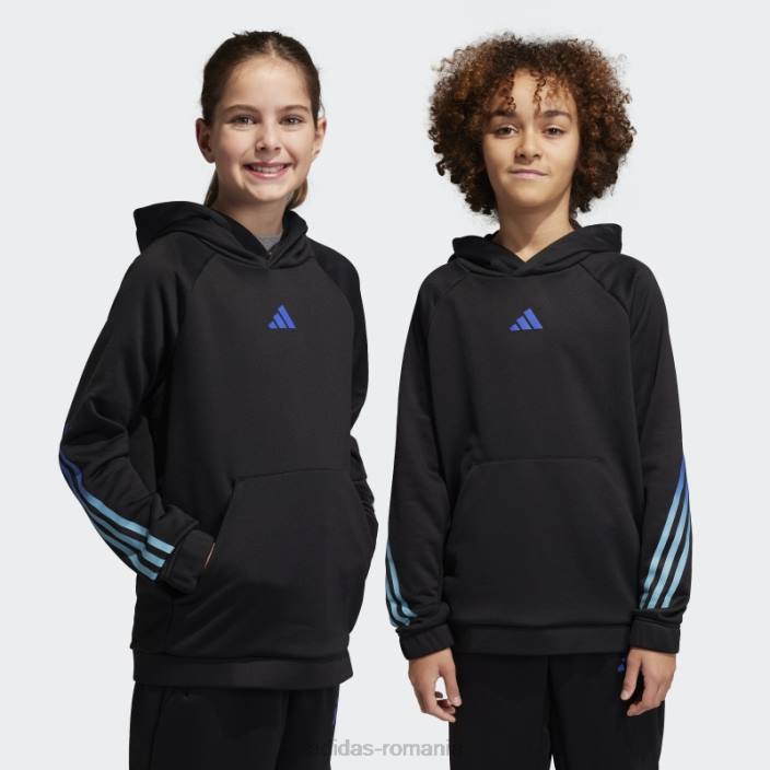 Adidas hanorac cu 3 dungi aeroready cu iconițe de tren negre copii negru/alb/fucsia/albastru 2JBN19072