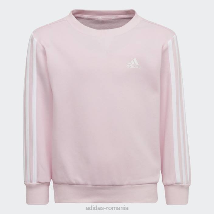 Adidas hanorac cu 3 dungi roz essentials copii roz/alb 2JBN18868