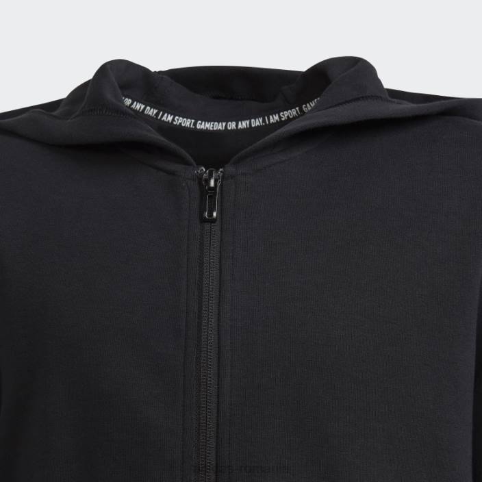 Adidas hanorac cu fermoar complet cu 3 dungi alb copii alb negru 2JBN18819