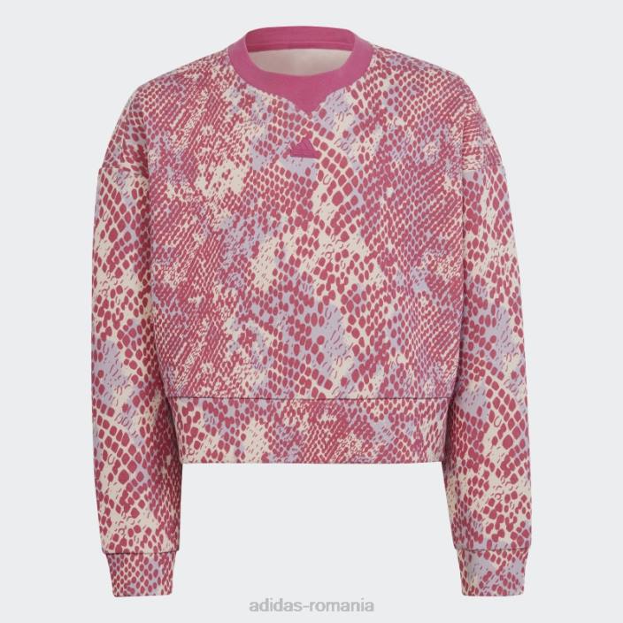 Adidas hanorac cu imprimeu cu icoane viitoare de cuarț copii cuarț/argintiu zori/fucsia 2JBN19156