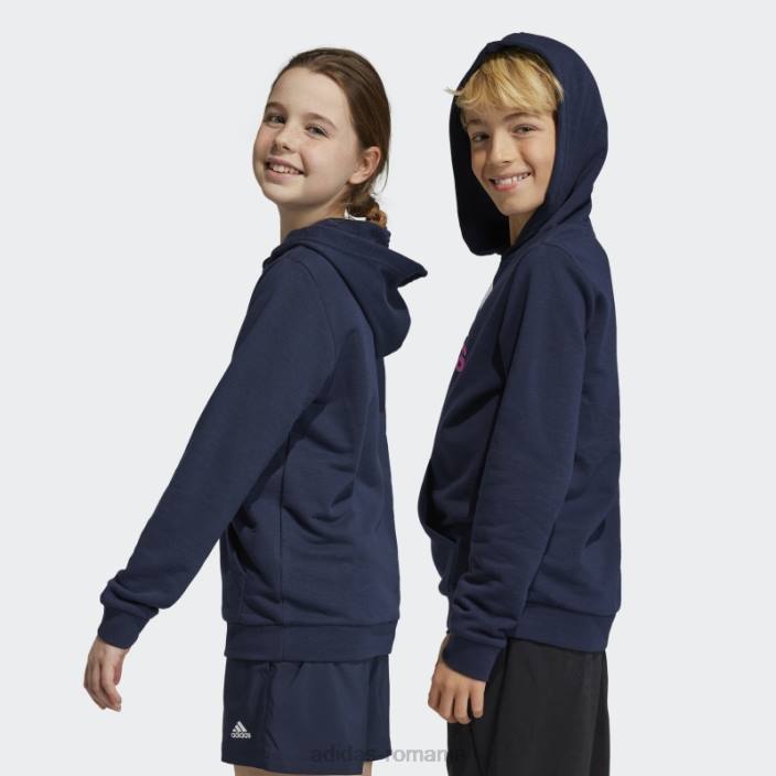 Adidas hanorac din bumbac, cu logo mare, în două culori, cerneală copii cerneală/alb/fucsia 2JBN11648