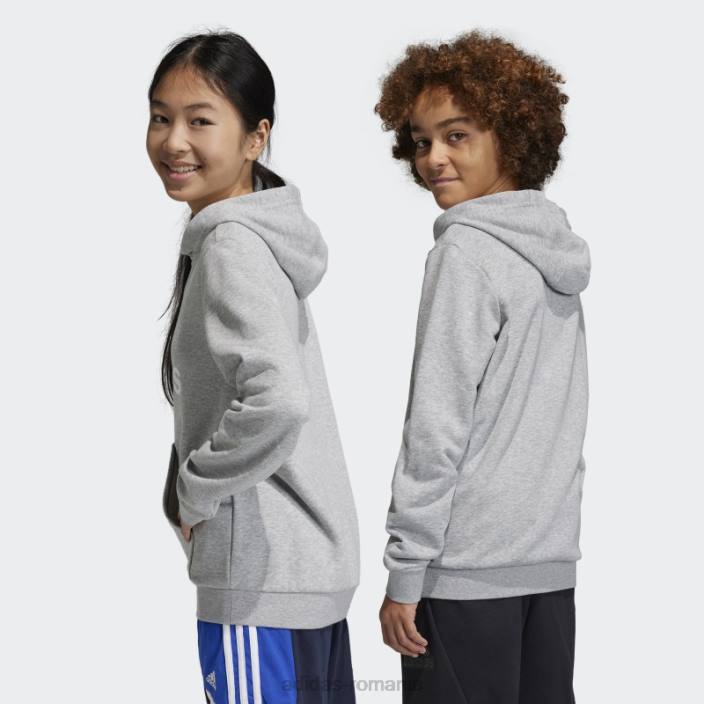 Adidas hanorac din bumbac gri mediu cu logo mare essentials copii gri mediu/alb 2JBN11837