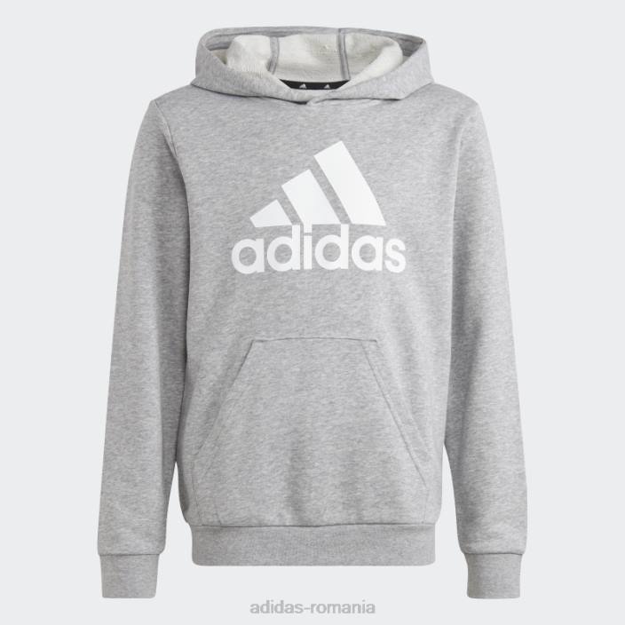 Adidas hanorac din bumbac gri mediu cu logo mare essentials copii gri mediu/alb 2JBN11837