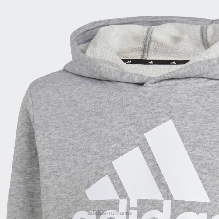 Adidas hanorac din bumbac gri mediu cu logo mare essentials copii gri mediu/alb 2JBN11837