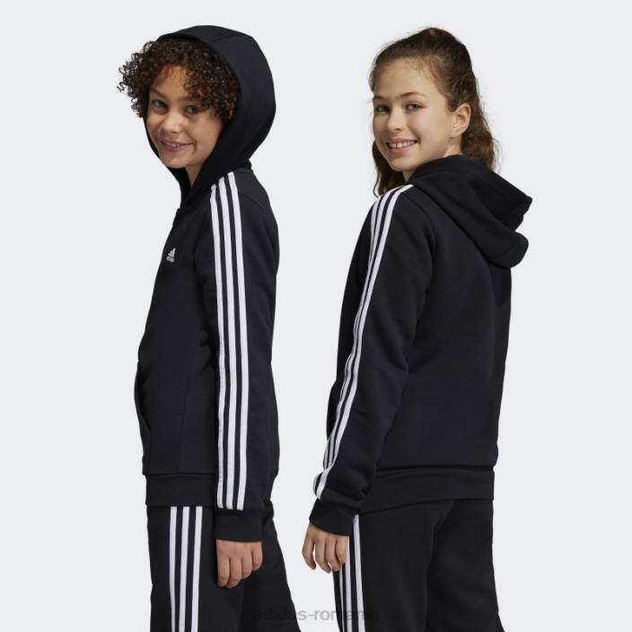 Adidas hanorac din lână cu fermoar complet, alb, cu 3 dungi copii alb negru 2JBN18517