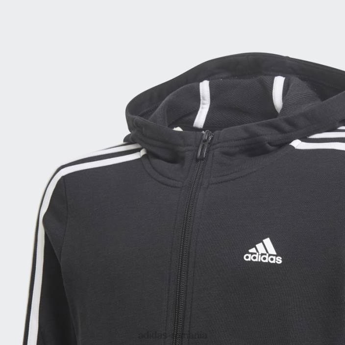 Adidas hanorac negru cu 3 dungi copii alb negru 2JBN12077