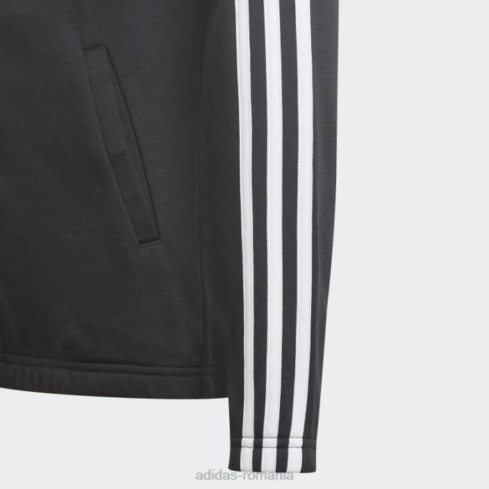 Adidas hanorac negru cu 3 dungi copii alb negru 2JBN12077