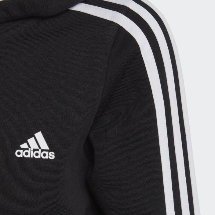 Adidas hanorac negru cu fermoar complet, cu 3 dungi copii alb negru 2JBN19166