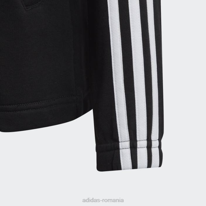 Adidas hanorac negru cu fermoar complet, cu 3 dungi copii alb negru 2JBN19166