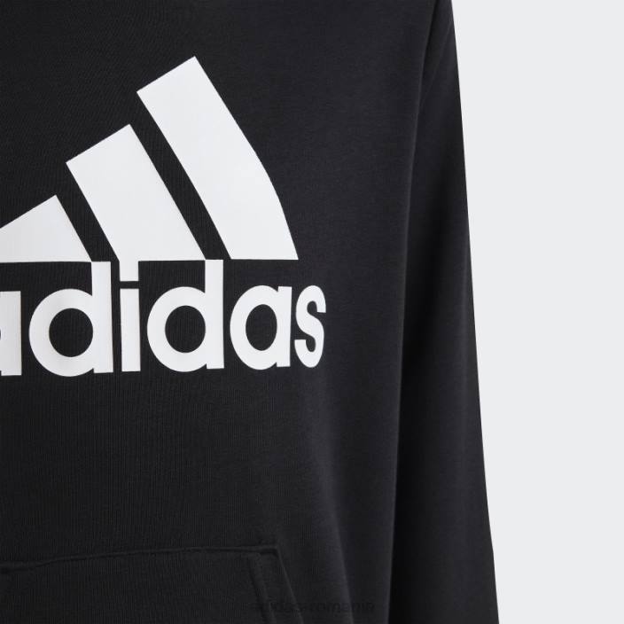 Adidas hanorac negru din bumbac cu logo mare essentials copii alb negru 2JBN11806