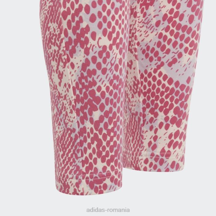 Adidas icoane viitoare cu imprimeu peste tot cuarț copii cuarț/argintiu zori/fucsia 2JBN19148