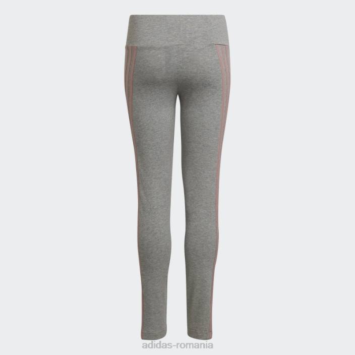 Adidas jambiere din bumbac, gri mediu, cu 3 dungi copii gri mediu/mov 2JBN19258